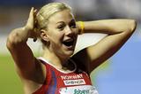Norway's Isabelle Pederson celebrates her gold medal in the 100m Hurdles (Getty Images)