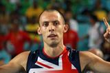 David Greene of Great Britain celebrates  his gold medal in the men's 400 metres hurdles final