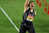 Valerie Adams celebrates setting a championship record of 21.24m to win gold in Daegu (Getty Images)