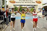 Left to right Nathan Deakes (AUS), Jefferson Perez (ECU) and Robert Korzeniowski (POL) - the medallists of the men's 20km in Naumburg (Getty Images)