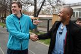 Colin Jackson surprises Sergey Shubenkov at his training base in Barnaul (Luke Tchalenko)