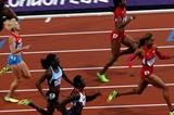 Sanya Richards-Ross of the United States crosses the line to win gold in the Women's 400m Final on Day 9 of the London 2012 Olympic Games on 5 August 2012  (Getty Images)
