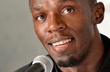 Usain Bolt at the press conference for the 2013 Oslo IAAF Diamond League (Anders Sjogren)
