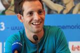 Renaud Lavillenie at the press conference ahead of the 2013 IAAF Diamond League final in Brussels (Jean-Pierre Durand)