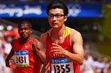Chinese sprinter Hu Kai in action in the men's 100m heats (Getty Images)