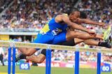 Fast! Aries Merritt edges Jason Richardson in the Birmingham high hurdles, 12.95 to 12.98 (Jean-Pierre Durand)