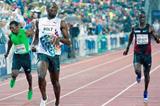 Usain Bolt finishes ahead of Jaysuma Saidy Ndure in the 200m at the 2011 Oslo Diamond League (Hasse Sjogren)