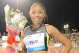 Allyson Felix after her victory in the 2012 Samsung Diamond League in Doha (Jiro Mochizuki)