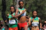 Ethiopia's Hiwot Ayalew leads the senior women's race at the 2011 World Cross Country Champions (Getty Images)