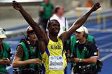 Newly crowned World Champion Ryan Brathwaite of Barbados celebrates his first global title at 110m Hurdles with a National Record of 13.14 (Getty Images)