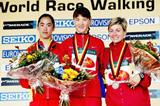 Jing Jiang (CHN), Yelena Nikolayeva (RUS) and Maria Vasco (ESP) on Naumburg 20km podium (Getty Images)