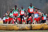 Joseph Ebuya on one of two jumps along the Bydgoszcz cross country course (Getty Images)