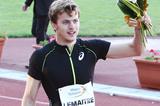 Christophe Lemaitre of France after winning the 100m in Rabat (Idrissi Mohsine)