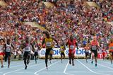 Action shot in the mens 4x100m Relay at the IAAF World Championships Moscow 2013 (Getty Images)