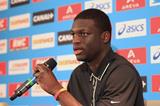 Kirani James at the pre-event press conference for the 2013 IAAF Diamond League In Paris (Jean-Pierre Durand)