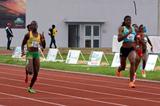 Shaunae Miller of Bahamas (right) on her way to victory in the women's under 20 200m at the 2013 Carifta Games (Anthony Foster)