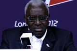IAAF President Lamine Diack at the IAAF Press conference in London (Bob Ramsak)