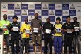 (L-R) Jairus Chanchima, Yuki Kawauchi, Samson Barmao, Robert Mwangi, Edwin Kiprop Korir, Taiga Ito, Kensuke Takahashi, Jacob Mwema Wanjuki ahead of the 2013 Gold Coast Marathon (organisers)