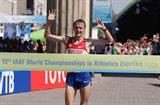 Valeriy Borchin of Russia wins the first gold medal of the 12th IAAF World Athletics Championships in the men's 20km race walk (Getty Images)