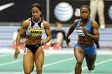 Me’Lisa Barber sprinting to victory ahead of Lauryn Williams - USA Indoors (Kirby Lee)