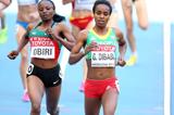 Genzebe Dibaba and Hellen Obiri in the womens 1500m at the IAAF World Athletics Championships Moscow 2013 (Getty Images)