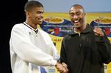 Terrence Trammell and Colin Jackson shake hands (Getty Images)